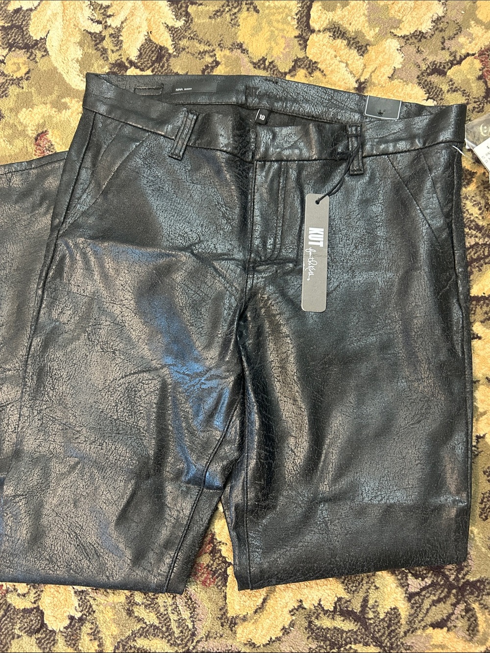 Kut from the kloth, Nina Skinny,Black Faux Leather Straight-Leg Pants